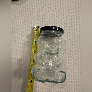 Gummy Bear clear glass Jar with Black Lid